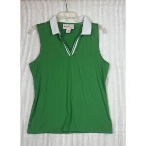 Tommy Bahama Womens Small Sleeveless 1/4 Zip Golf Polo Shirt Seaglass Green